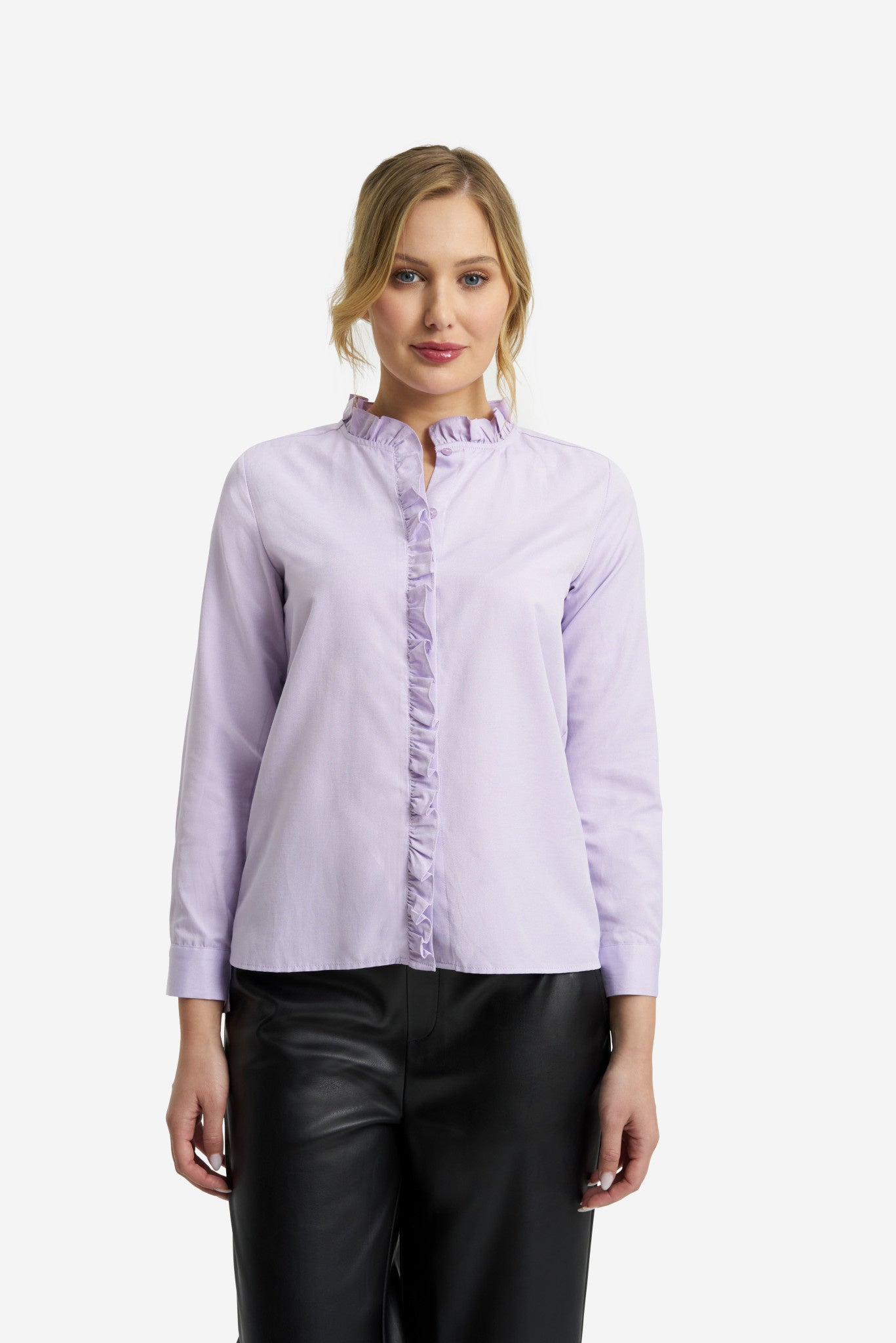 Milano - Bluse in Lavendel mit Stehkragen